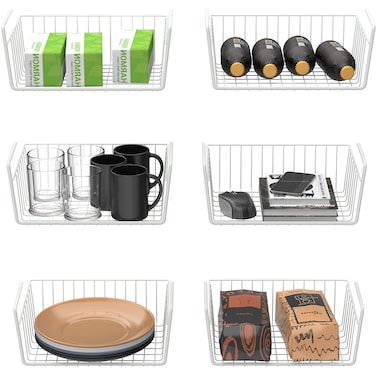 Simple Houseware 6 Pack Under Shelf Basket White