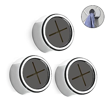 Philbinden 3 Pieces Kitchen Towel Hooks Round Adhesive Dish Towel Hook Premium Chrome Finish  Easy Installation Wall Mount Hand Towel Hook Ideal as Bathroom Shower or Outdoor Towel Holders