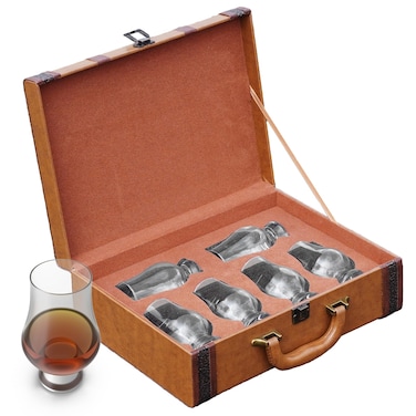 Lacinoeo Storage Box for Glencairn Whisky Glass6 Whiskey Glasses Holder for Organizer Sturdy Construction to Prevent Bumping Whisky Storage Leather Case  The Perfect Whisky Gift brown