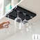 JAMEND CLXP 2 PCS Plastic Wine Glass Rack with Screws NO Adhesive Under Cabinet Wine Glass Holder Glasses Storage Hanger Bar Kitchen Wine Glasses Organizer Black
