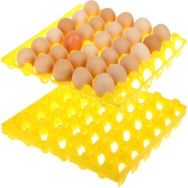 6 Pack Plastic Egg Trays Each Holds 30 Eggs1 for Home Chicken Farmers Stackable Egg Cartons Hold Multiple Eggs Great for Storing Sorting and Shipping Eggs Durable and Reusable yellow