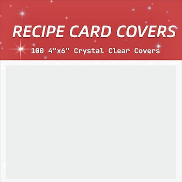 Vovoo Clear 4 x 6 Inch Plastic Recipe Card Protectors Set of 100