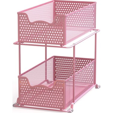 Simple Houseware 2 Tier Sliding Cabinet Basket Organizer Drawer Pink