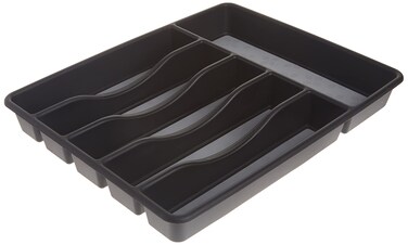 Rubbermaid NoSlip Large Silverware Tray Organizer Black with Gray