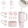 Stanley Cup Accessories Set Including 6 Pcs Silicone Spill Proof Stopper 2 Pcs Straw Cover Cap for 910 mm Straws 1 Pcs Silicone Boot for Stanley Cup Stanley 40oz  30oz Tumbler ROSE QUARTZ