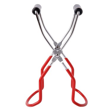 Eeoyu Canning Jar Lifter Tongs Stainless Steel Jar Lifter with Grip Handle for Home Kitchen Red