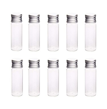 glasstore 10Pcs Glass Sealed Bottle with Screw Aluminum Cap Clear Tiny Empty Sample Vials Glass Jars Containers Cute Wishes Bottle 15ml