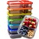 Youngever 7 Pack Bento Lunch Box Meal Prep Containers Reusable 3 Compartment Plastic Divided Food Storage Container Rainbow