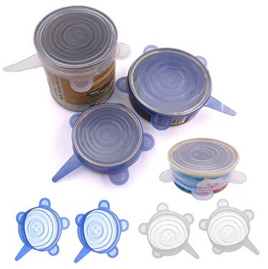 COMTIM Pet Food Can Lids Silicone Stretch Can Lids Covers for Dog Cat Food Reusable Expandable Universal Size Fit Most Cans and Jars 4 Pack