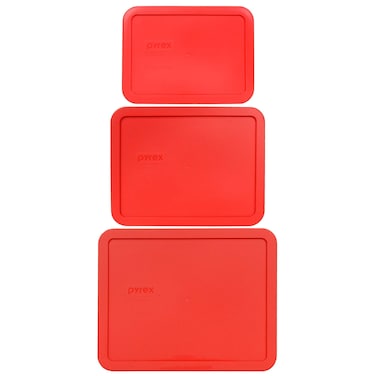 Pyrex 1 7212PC 11 Cup 1 7211PC 6 Cup 1 7210PC 3 Cup Red Food Storage Lids  3 Pack