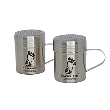 Sasquash The Spice Shaker  Professional Grade 10oz Stainless Steel Smash Burger Griddle and Grill Dredge Salt and Pepper Shaker with Lid  2 Pack  The Collection