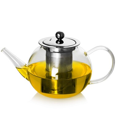 LUXU Glass Teapot with Stainless Steel Infuser  LidStovetop Safe 1100ml37 oz Clear Glass Tea Kettle with Comfortable HandlePremium Blooming and Loose Leaf Tea Maker Set