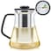 Teabloom 2in1 Tea Kettle and Tea Steeper  Glass Teapot with Thermometer and Stainless Steel Loose leaf Tea Infuser No Whistle Kettles Virtuoso 34Ounce Tea Maker