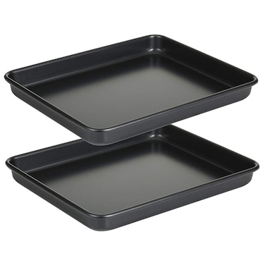 Walooza 11 Inch Baking Sheets Pan Nonstick Set of 2 1inch Deep Baking Trays 11X9 Inch Cookie Sheet Replacement Toaster Oven Tray Non Toxic  Heavy Duty  Easy Clean