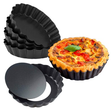 Meichu Mini Tart Pan with Removable Bottom Nonstick Quiche Pan 4 Inch Quiche Pan Set of 6 4 Inch