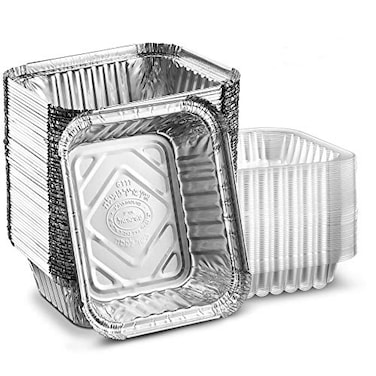 Propack 50 Pack 1lb Combo Disposable Aluminum Foil Meal Prep Cookware Containers With Plastic Lids Oven Toaster Grill Cooking Roasting Broiling Baking Baking Events Take Out Restaurant