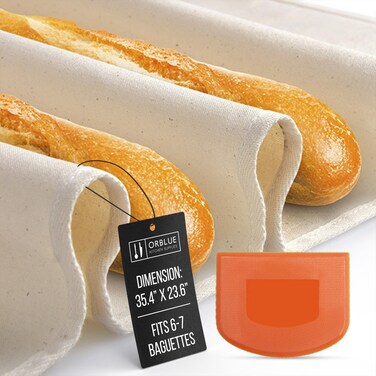 Orblue Bakers Couche and Proofing Cloth 100 Cotton Fabric for Bread Dough Baking Shaping Tool for Baguettes Loaves Ciabatta 24 x 36 Inches