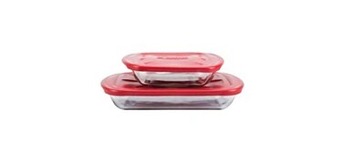 Anchor Hocking Glass Bakeware 4Pieces Set Red
