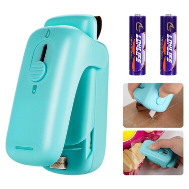 Kenossion Mini Chip Bag Sealer  Heat Seal with Cutter  Magnet Portable Mini Sealing Machine to Reseal Plastic Bags  Keep Snacks Fresh 2xAA Batteries Included