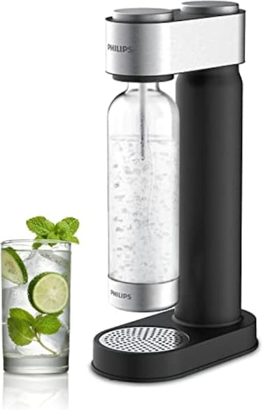 Philips Soda Water Maker Stainless Sparkling Water Maker for Home Carbonating Machine with BPA free PET 1L Carbonating Bottle BlackWhite