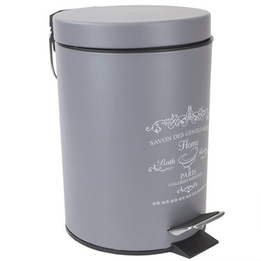 Home Basics Paris Collection Bathroom Accessories Office Bedroom Decorative Waste Basket With Stylish Accent Decor To Complement Any Bathroom 3 Liter Waste Bin Grey