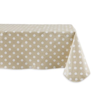 Dii Tablecloth Vinyl Table Top 60 X 102 Beige  White Polka Dot