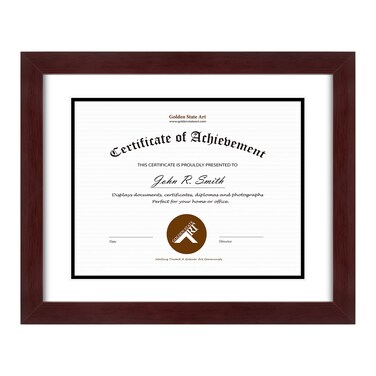 Golden State Art 11x14 Diploma Frame Certificate Frame 85x11 with Double Mat or 11x14 without Mat Mahogany Wood and Tempered Glass Front for DocumentPhoto 1 Pack