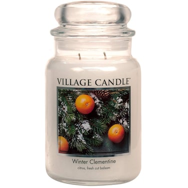 Village Candle Winter Clementine Large Glass Apothecary Jar Scented Candle 2125 oz White