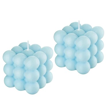 HUTIP Bubble Candles Fresh Scented Cool Shaped Small Candles Home Office Danish Pastel Trendy Room Floating Shelves Decor Aesthetic Bubble Cube Candles Soy Wax Molds Making Candles 2 Pack