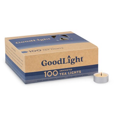 GoodLight ParaffinFree Tea Light Candles Made from Vegan Palm Wax CleanBurning and AllNatural Tealight Candles 4Hour Burn Time 24 Unscented Tea Lights