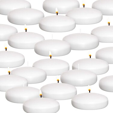 Royal Imports 10 Hour Floating Candles 3 White Unscented Dripless Wax Discs for Cylinder Vases Centerpieces at Wedding Party Pool Holiday 12 Set