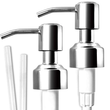 JASAI Durable 304 Rust Proof Stainless Steel Soap Pump Kitchen Soap Dispenser Pump Replacement for Regular Mouth Bottle 2 Pack
