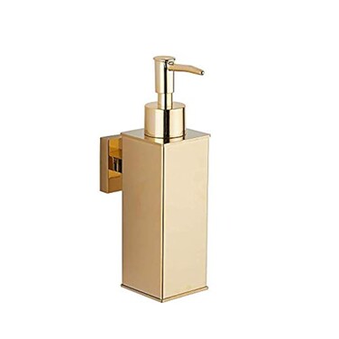 BGL Soap Dispenser Stainless Steel 304 Wall Mount Liquid and Soap Dispenser for Kitchen and Bathroom Gold Square
