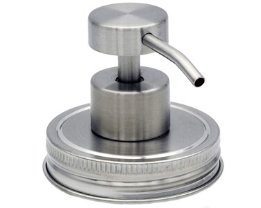 Mason Jar Lifestyle SatinBrushed 2 Rust Proof Soap Pump Dispenser Regular Mouth Lid Kit