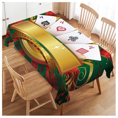 Swono Poker Table Cloth Playing Cards Game Casino Print Rectangle Tablecloth Picnic Table Cover BBQ Table Cloths Polyester for Kitchen Party Dinner 50x72 Inch
