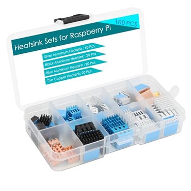 MazerPi 104 Pcs Raspberry Pi 4 Heatsink Raspberry Pi Heatsink Set Aluminum Heatsink with 3M 8810 Thermal Pad Copper Heatsink for Raspberry Pi 4 Model B 3B 3B 2B