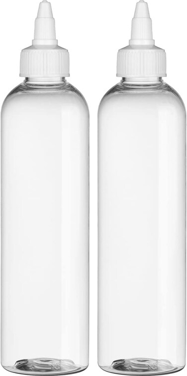BRIGHTFROM Twist Top Applicator Bottles 8 OZ Crystal Clear Squeeze Empty Plastic Bottles BPAFree PET Refillable OpenClose Nozzle  Multi Purpose Pack of 2