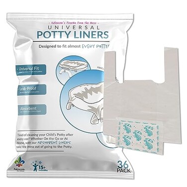 Kalencom Universal Potty Liners  Disposable Potty Liners for Toddlers  Absorbent and Leakproof  Compatible with Potette Travel Potty and Most Standard Toddler Potties  36 Count