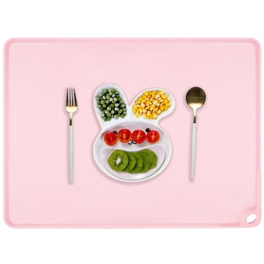 QPIX DIGITAL Kids Placemat Cloud Shape Placemat Silicone Placemat Waterproof Baby Placemat Pink cloud shape placemats
