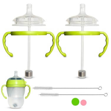 BelBeyo Straw Top with Weighted Straw and Cleaning Brush for Comotomo Baby Bottle and Mason Baby Bottles 2Pack  Food Grade Silicone  BPAFree  SpillProof Straw Top