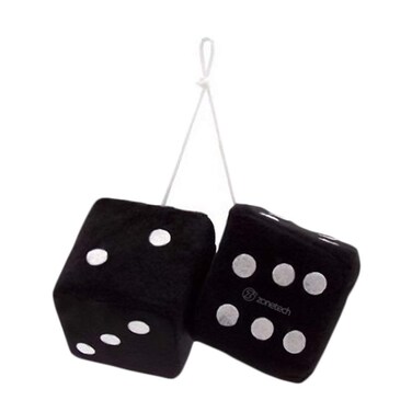 ZONETECH Zone Tech Black Hanging Dice A Pair
