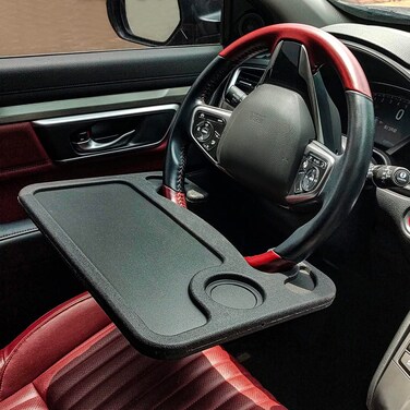 Senmao Home Decor Lightter Wheelmate Car Table Steering Wheel Tray and Vehicle Seat Mount Notebook Laptop Eating DeskCar Food Eating TrayBlack