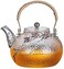 Zen Life Japanese hammered glass exquisite 900ml tea pot with tin and copper plum blossom decoration