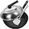 Souped Up Recipes Carbon Steel Wok for Electric Induction and Gas Stoves Lid Spatula and User Guide Video Included Wok Set with Stainless Steel  Glass Lid