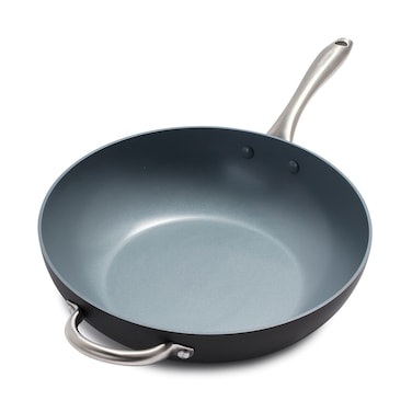 GreenPan Lima Hard Anodized Healthy Ceramic Nonstick 125 Wok pan with Helper Handle PFAS Free Oven Safe Gray Multifunction WokEveryday PanChefs Pan125