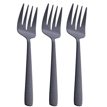 FULLYWARE Matte Black Serving Fork 95inch Stainless Steel Large Serving Fork Heavy Duty Satin Finish Set of 3