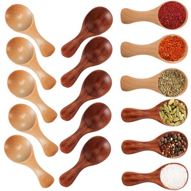 Buytra Small Wooden Salt Spoon  20 Pack Mini Wood Spoon with Short Handle Perfect for Small Jars of Jam Spices Condiments Seasoning Sugar Honey Coffee Tea Mustard Ice Cream Milk Powder