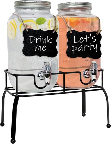Estilo Glass Drink Dispenser for Parties  Set of 21 Gallon Halloween Drink Dispenser with Stand Glass Water Dispenser Countertop for Weddings Sun Tea Jar Lemonade  Laundry Detergent Dispenser