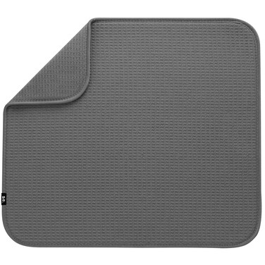 ST INC Dish Drying Mat Highly Absorbent Microfiber Kitchen Counter Mat Dish Drying Pad for Dishes Utensils Pots and Pans Large 16 x 18 Charcoal