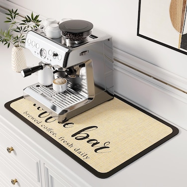DK177 Coffee Mat Coffee Bar Mat Hide Stain Absorbent Drying Mat with Waterproof Rubber Backing Fit Under Coffee Maker Coffee Machine Coffee Pot Espresso Machine Coffee Bar Accessories24x16